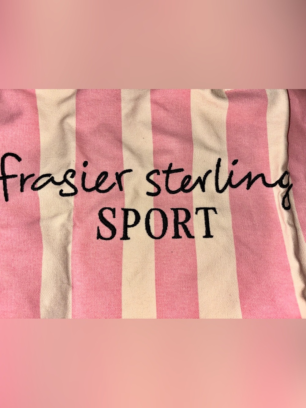 NWT Frasier Sterling Sport Pink & Cream Cotton Canvas Tote Bag HUGE - Picture 9 of 14